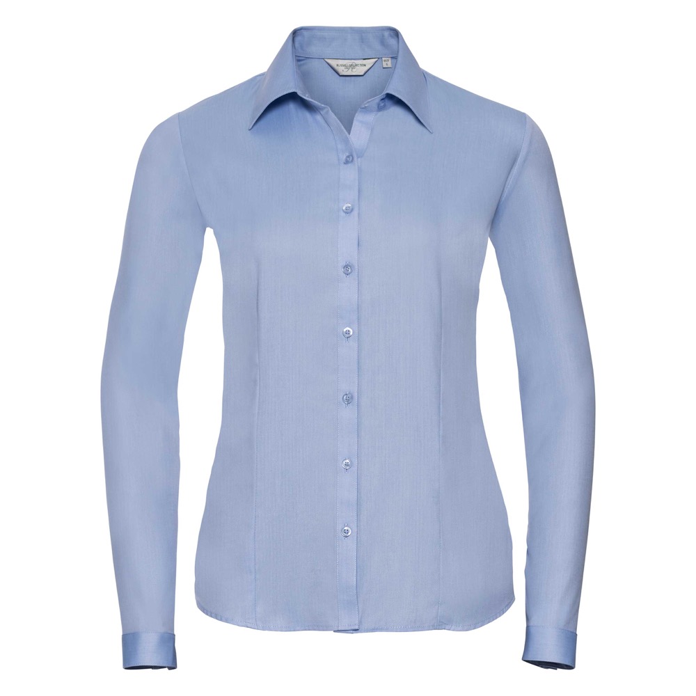 R962F-LADIES LONG SLEEVE HERRINGBONE SHIRT